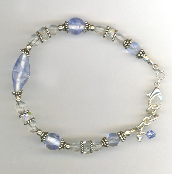 blue lampwork ss bracelet