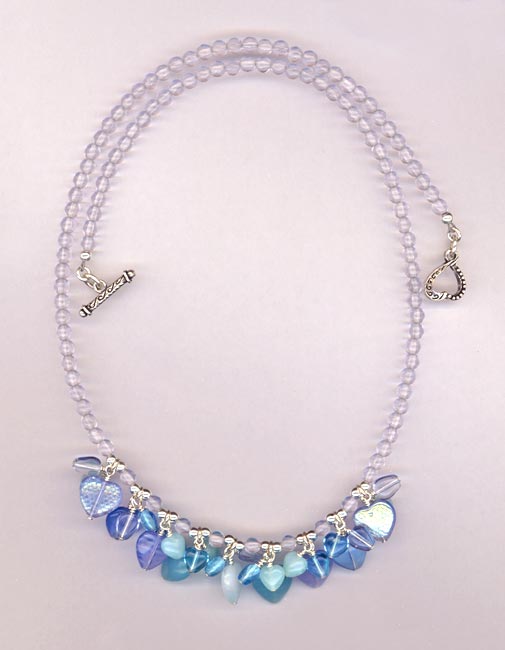 blue heart charm lavender necklace