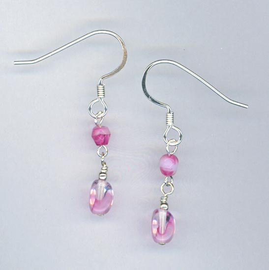 pink creamy white earring