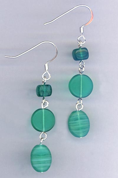 green matte glass dangle earring