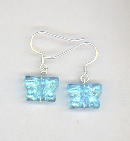 blue blutterfly girl earrings