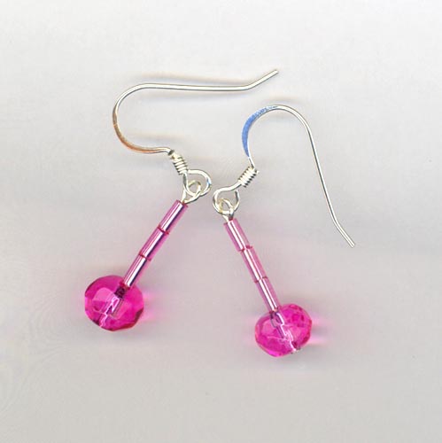 fuschia pink crystal little girl earrings