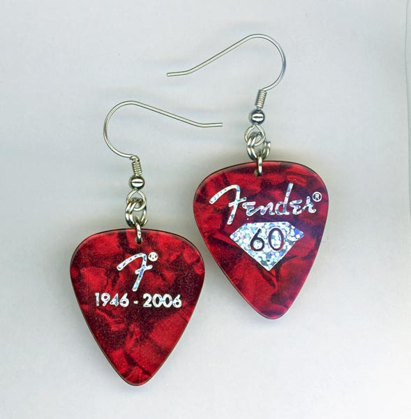 red fender lmt edition pick earrings