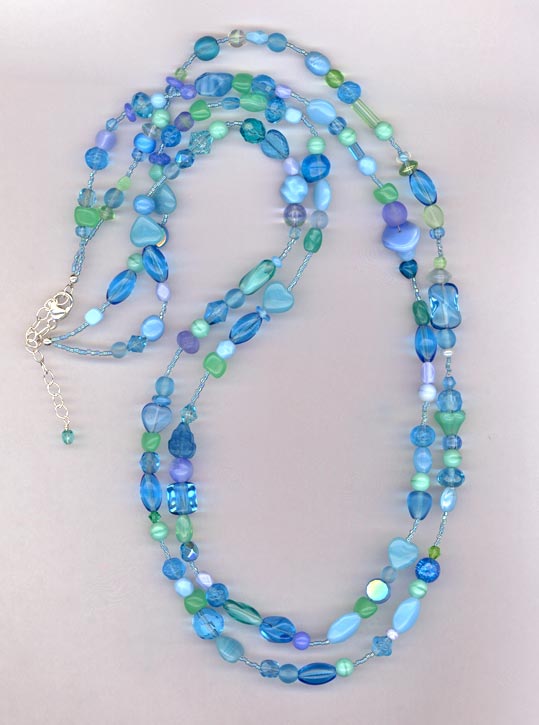2 strand blue/green necklace
