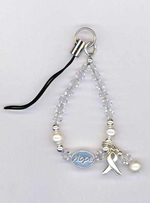 Hope Crystal Pearl Phone Charm