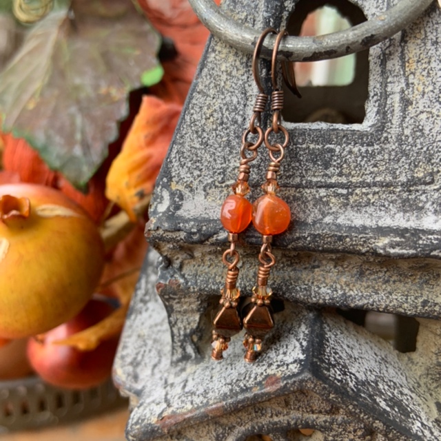 Carnelian Copper Swarovski Fall E