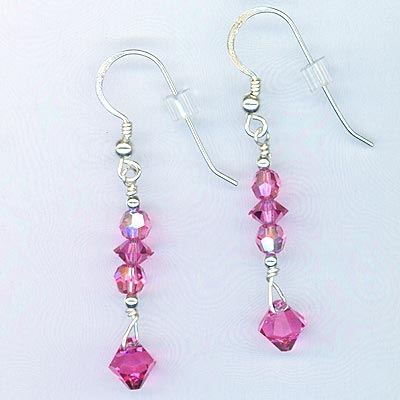 Pink Rose AB Swarovski Crystal Earrings