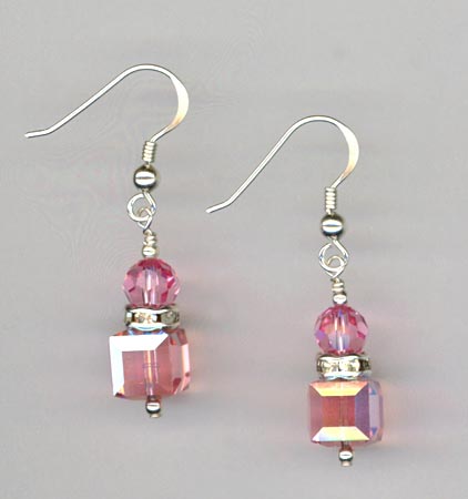 light rose cube earrings
