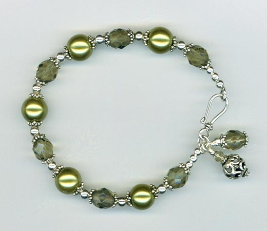 olive pearl crystal bracelet