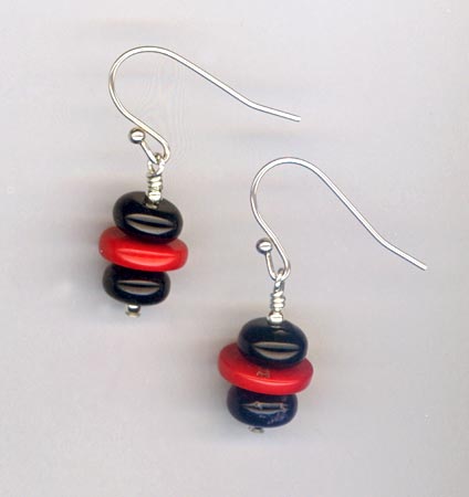 coral onyx artist earrings