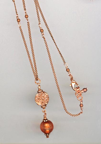 copper & Amber italian glass necklace