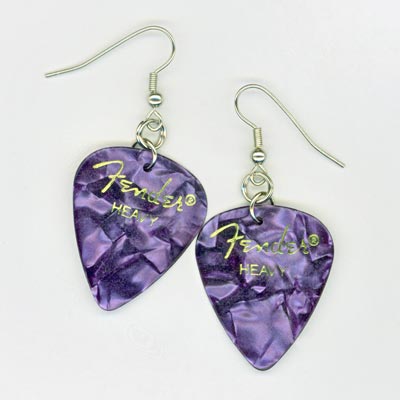 Purple Fender Guitar Pick Earrings