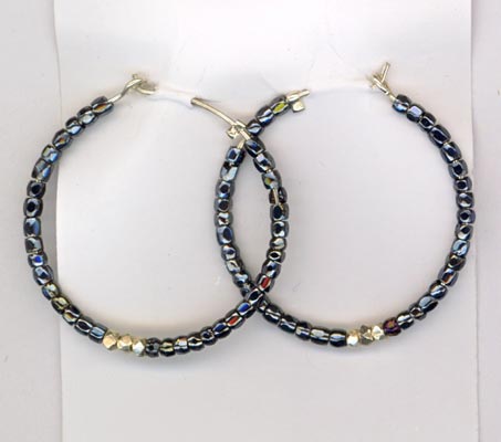Black Silver Hoop Earrings