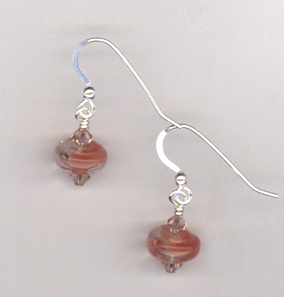 vintage rose pink swirls earrings