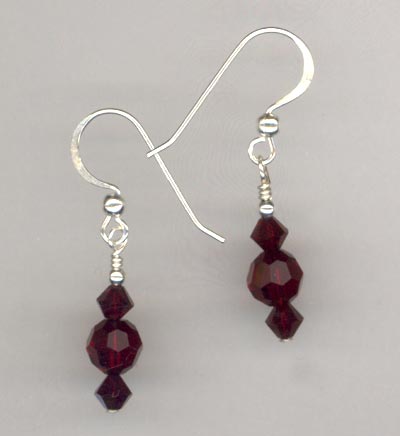 Garnet Red Crystal Stack Earring