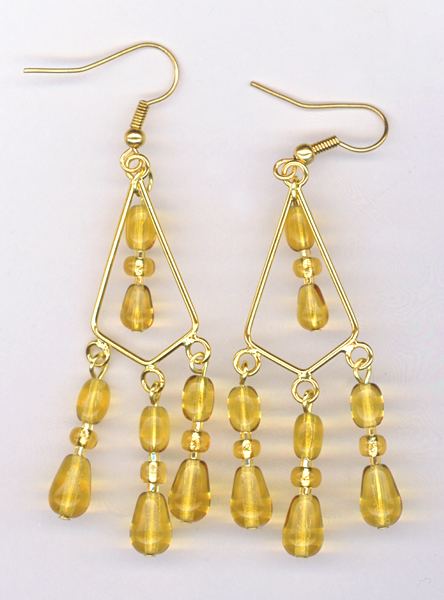 gold triple chandelier earring