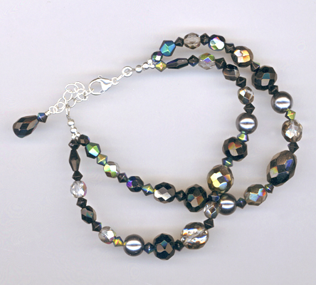 black crystal 2 strand bracelet