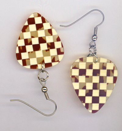 brown Checked GP Earring