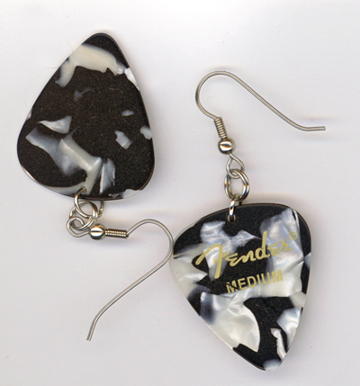 black white pearl Fender gp earring