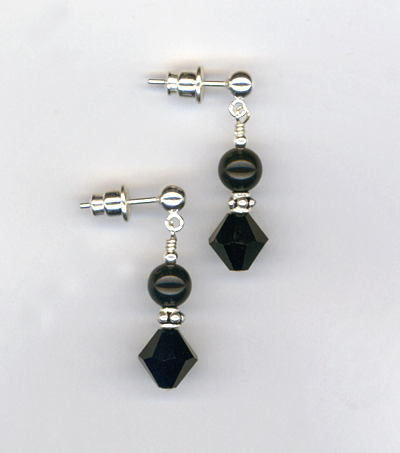 santa's helper black post earrings