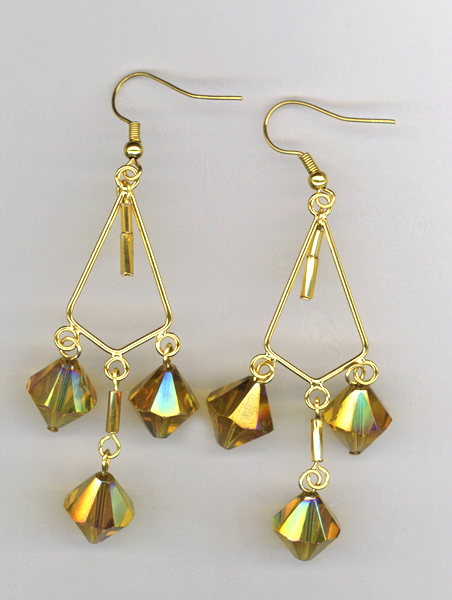 gold triangle chand earrings