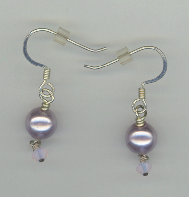 lavender pearl crystal earrings