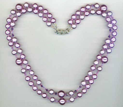 lavender pearl crystal 2 strand necklace