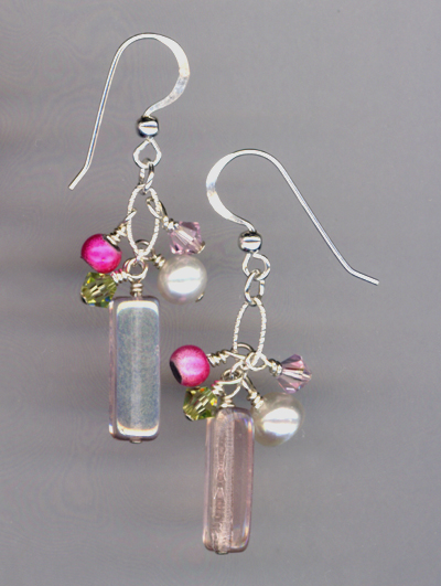 pink peridot ss chain earrings
