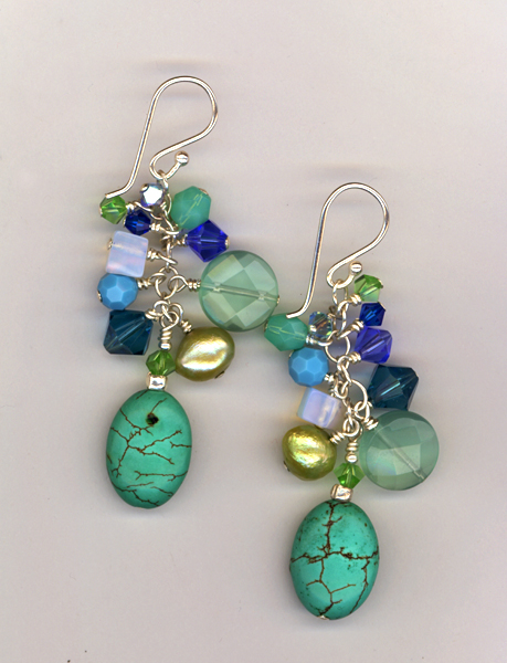 turquoise gemstone mix earrings