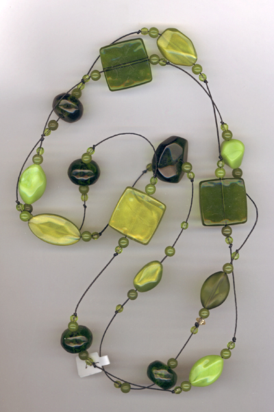 super long acrylic green necklace