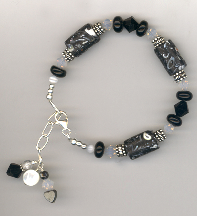 black white mop crystal bracelet