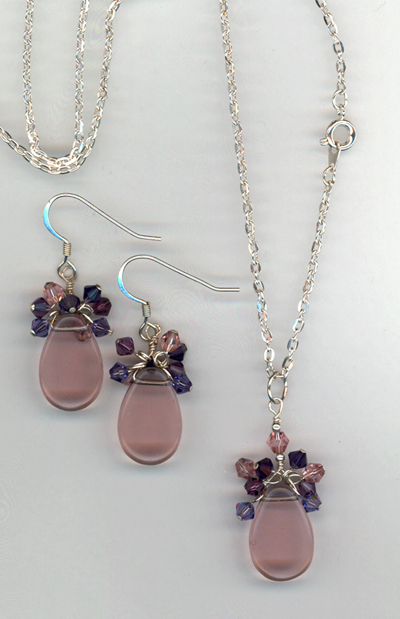 purple crystal cluster set
