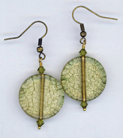 olive art glass earrings
