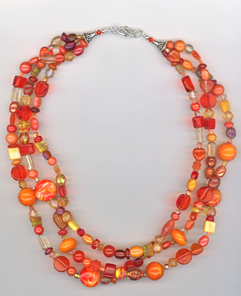 Orange 3 layer mix bracelet