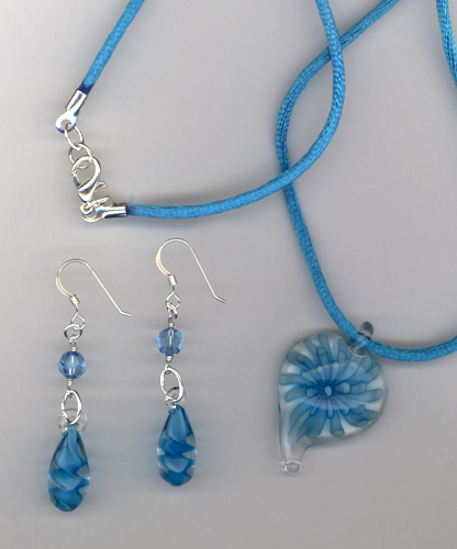 aqua swirl lampwork set