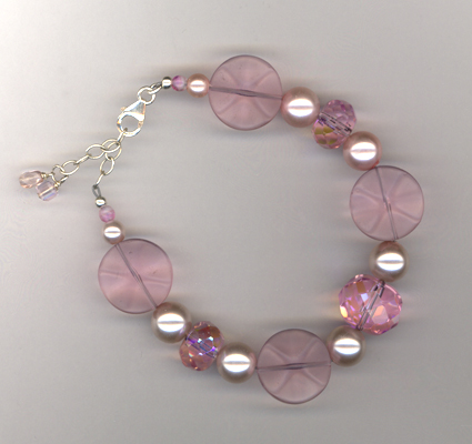 Pink Celestial Crystal Pearl wavy bracelet