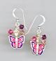Butterfly Pink Purple Crystal Charm Earrings