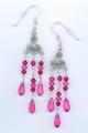 Hot pink chandelier crystal earrings