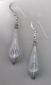 white teardrop handblown glass earrings