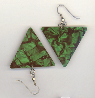 emerald green triangle GP earrings