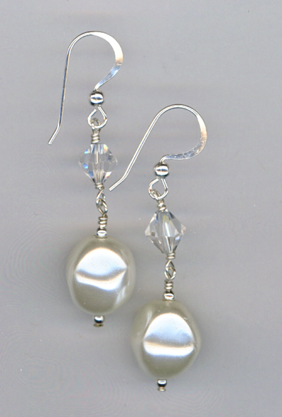 White Pearl Crystal Bridal Earring