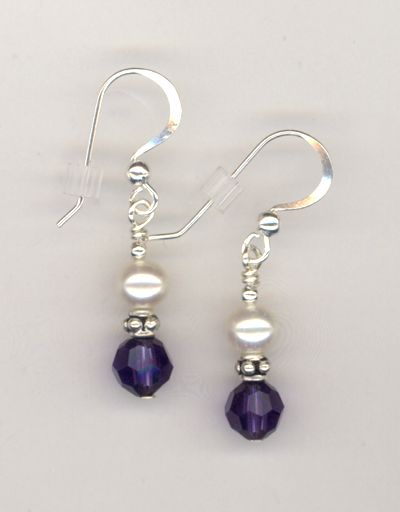 Purple Velvet Crystal Pearl SS Earring