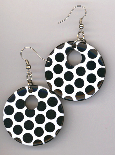 Black White Polka Dot Acrylic Earrings