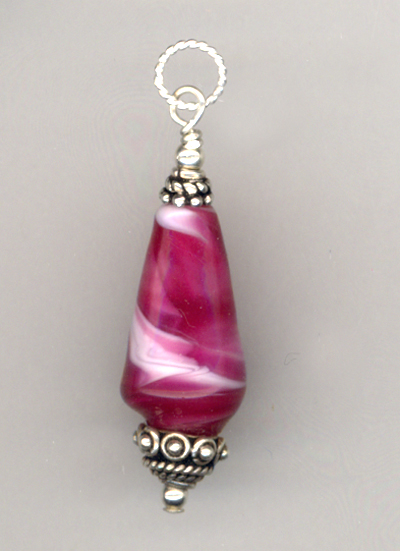 Lampwork artisan fuchsia pink pendant