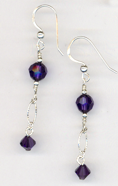 Purple Velvet Evening Crystal Earrings