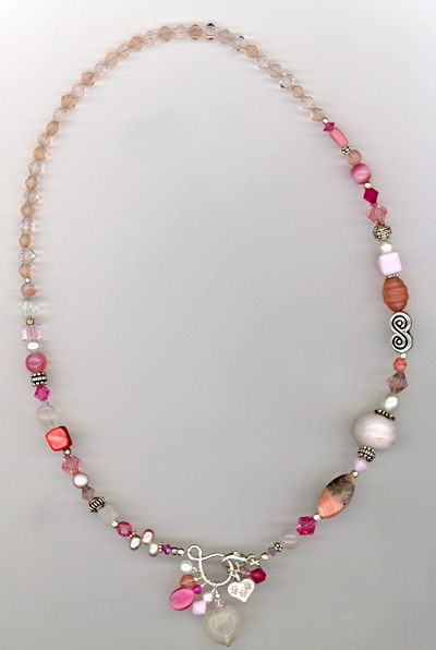 Multi- Gemstone Pink Artisan Charm Necklace