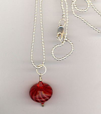 Red Hot Art Glass Crystal Necklace