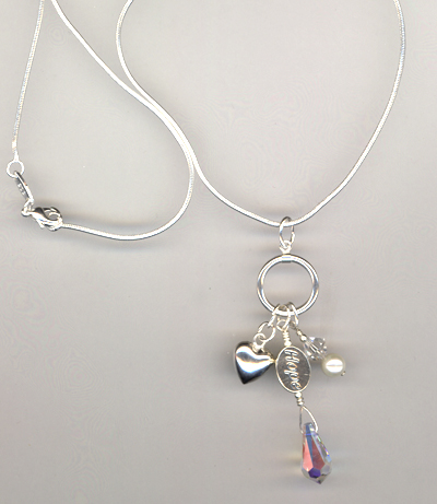 Hope Awareness Sterling Crystal Charm Necklace