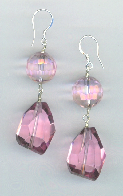 Pink Crystal Quartz Earrings
