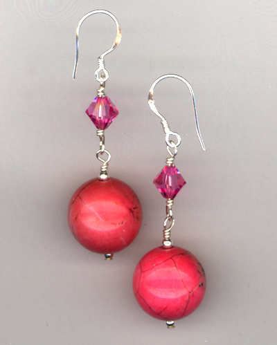 Bubble Gum Pink ~ Turquoise Earrings